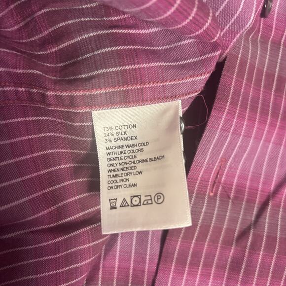 Tommy Bahama Shirt Mens Medium Silk Blend Button Up Long Sleeve Striped Casual - Picture 11 of 16